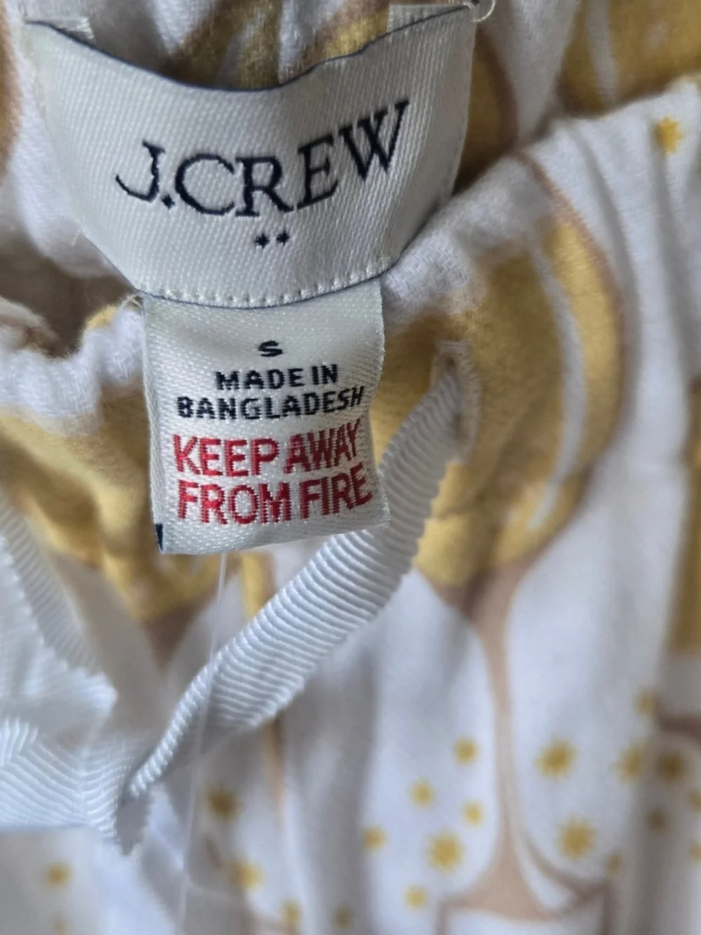 NWT J.Crew Women's Small Cotton Pajama Pants Champagne Glass Print Yellow White